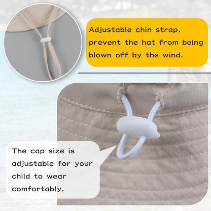 Peecabe Summer Baby Sun Hat for Boys Girls UPF 50+ Wide Brim Toddle Bucket Hat Adjustable Baby
