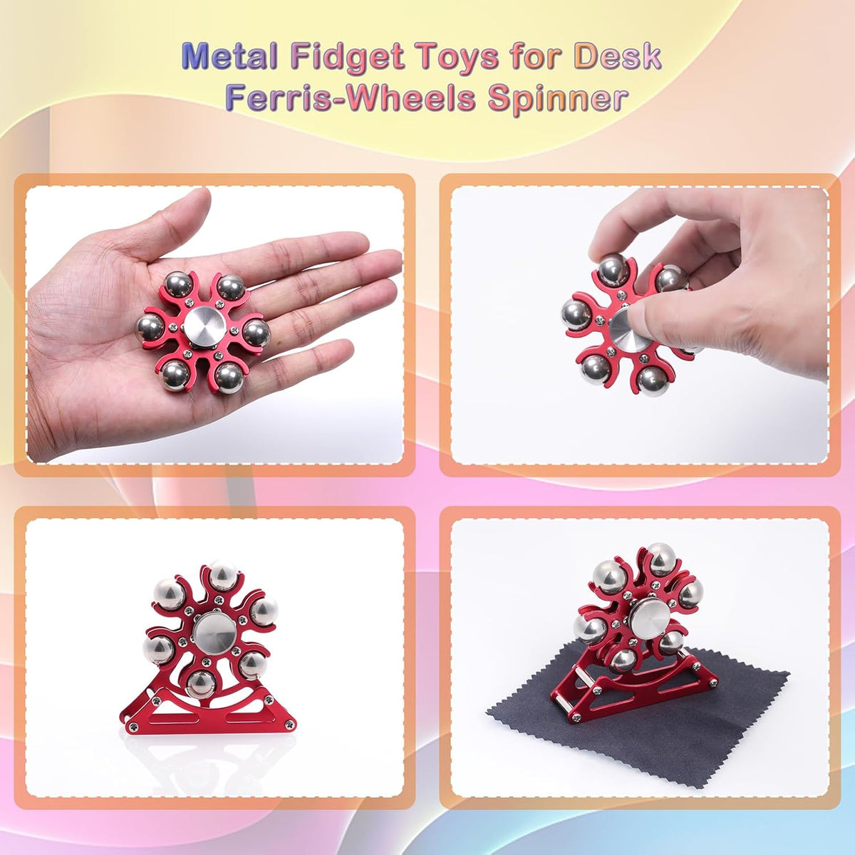 Desk-Fidget-Toys for Ferris-Wheels-Spinner: 4mins Kinetic-Metal-Spinner, Cool-Gadgets-Stuff for Kid