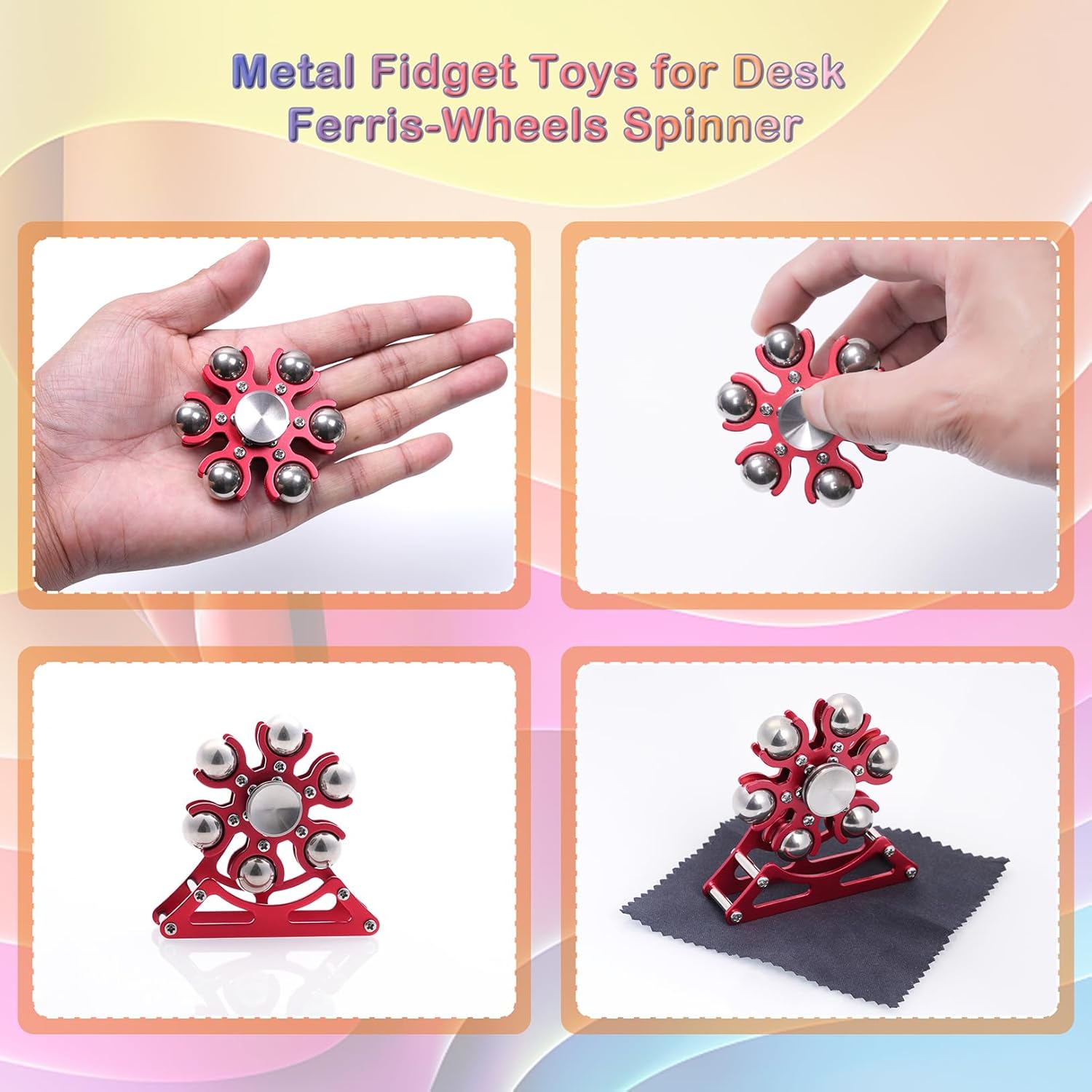 Desk-Fidget-Toys for Ferris-Wheels-Spinner: 4mins Kinetic-Metal-Spinner, Cool-Gadgets-Stuff for Kid