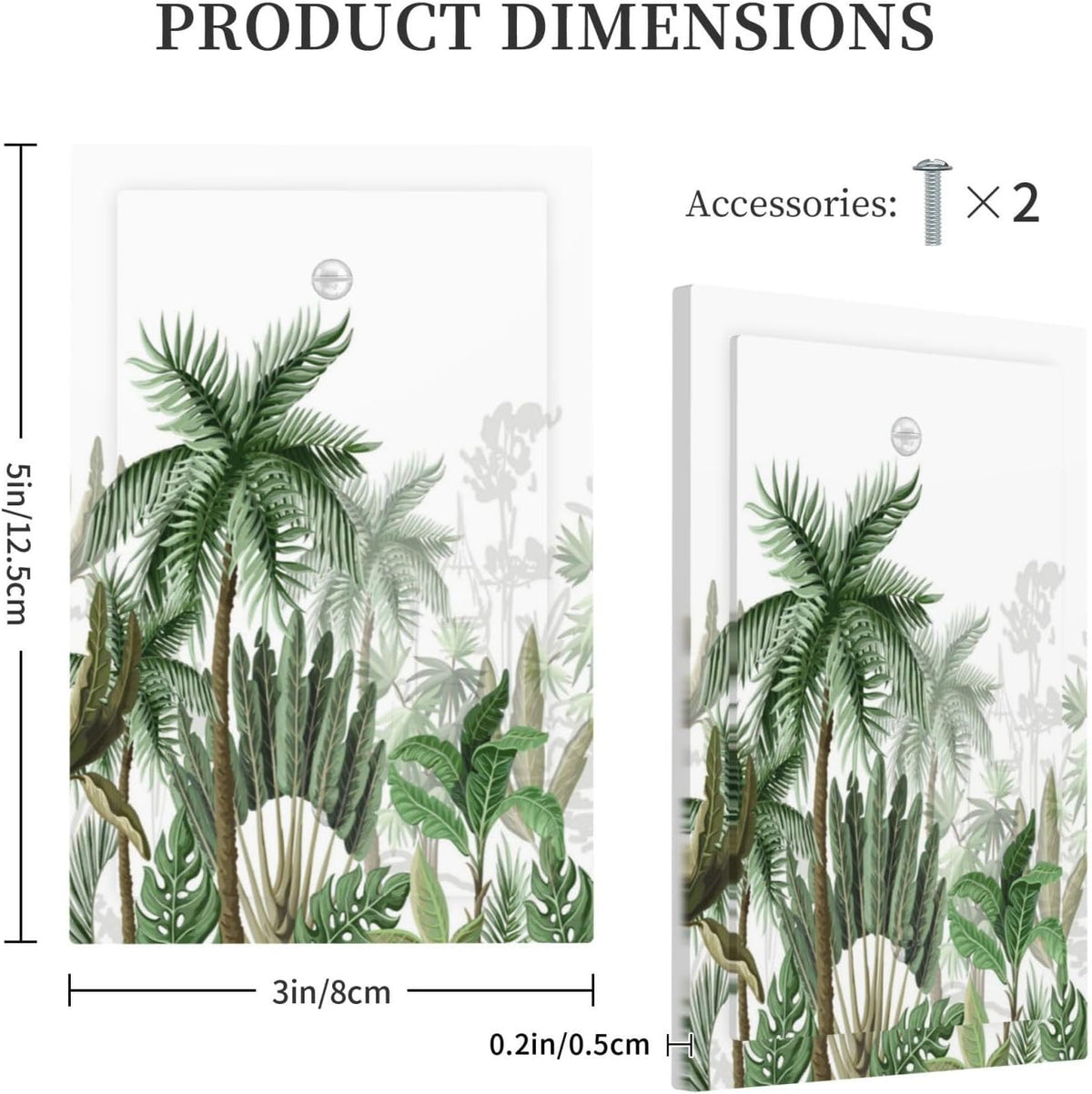 Palm Tree Banana Leaf Green Rainforest Natural Landscape Light Switch Cover Plate 1 Gang No Device