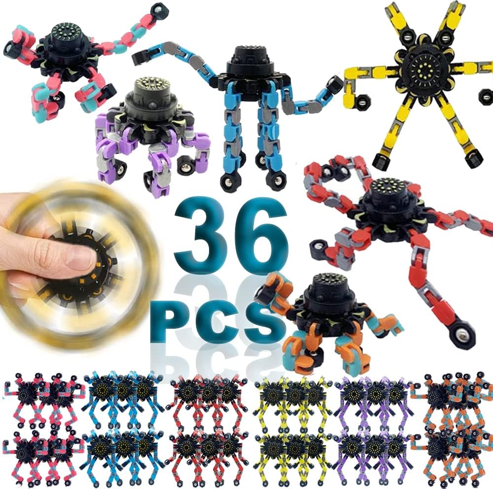 36Pack Fingertip Gyro Toy Fingertip Mechanical Top DIY Deformation Robot Metal Transformabl Gyro
