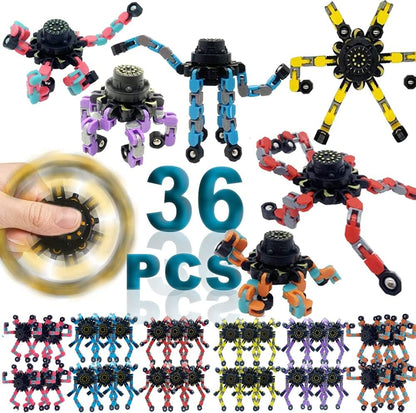 36Pack Fingertip Gyro Toy Fingertip Mechanical Top DIY Deformation Robot Metal Transformabl Gyro