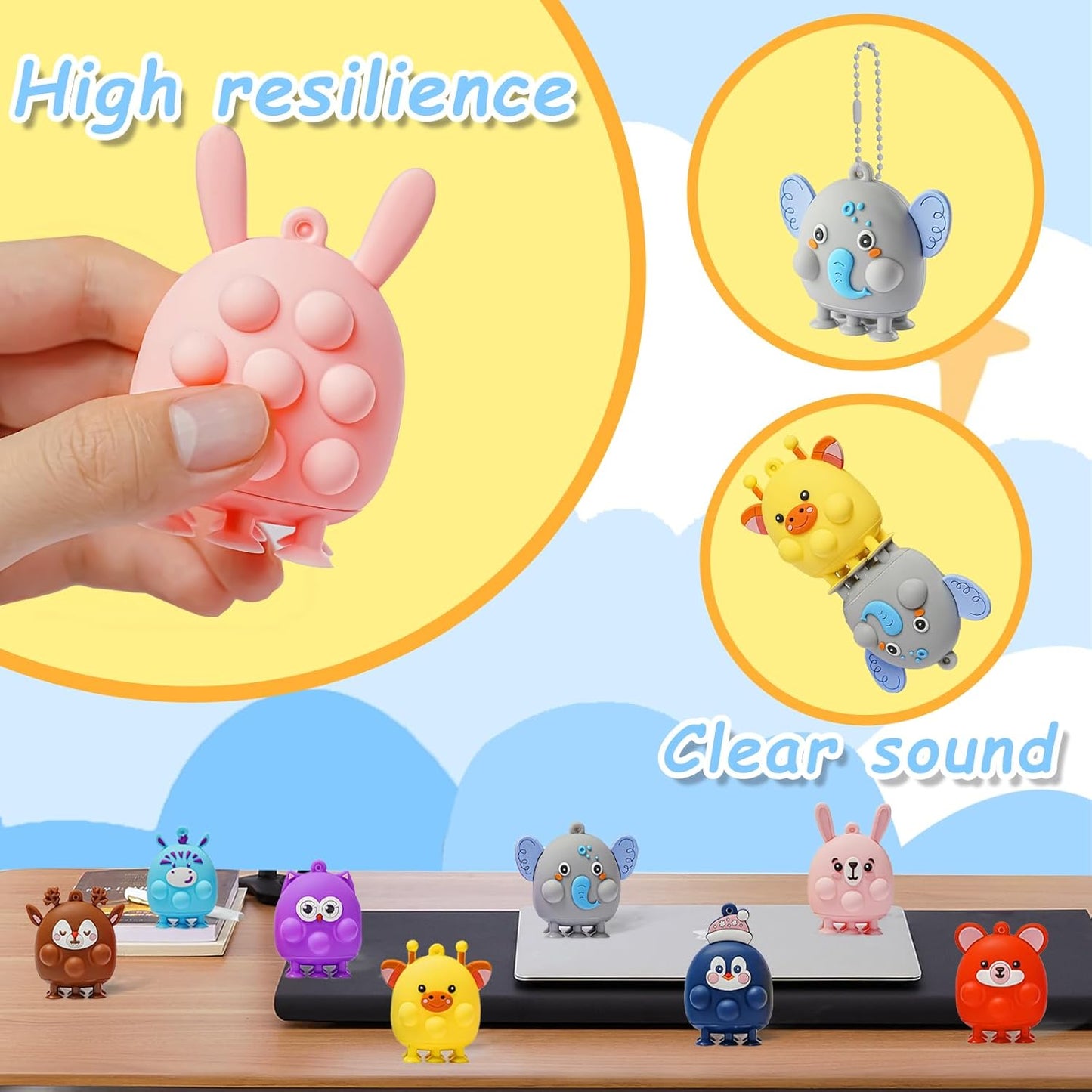 24 Pcs Party Favors for Kids, 3D Animal Pop Fidget Toys Bulk, Sensory Bath Suction Toys for