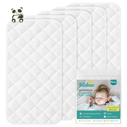 Changing Pad Liner - 5 Pack (Improved Thickness) 14" x 26" Superior Viscose Terry Surface