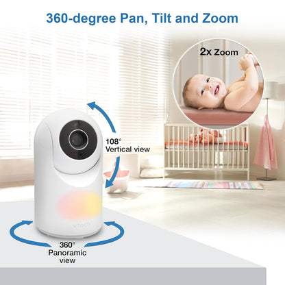 VTech Video Baby Monitor with Camera and Audio, 3.5" LCD Screen, Pan-Tilt-Zoom, 2-Way Talk, VOX