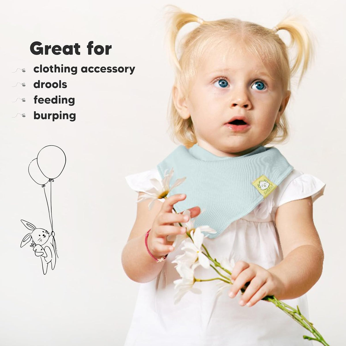 8-Pack Organic Baby Bandana Bibs for Girls - Super Absorbent Triangle Baby Bibs for Drooling and