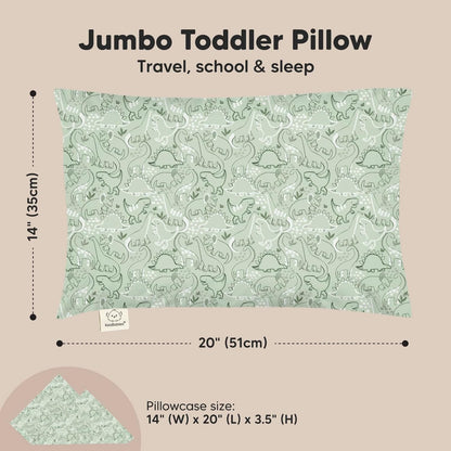 KeaBabies Toddler Pillow with Pillowcase, Jumbo 14X20 - Soft Organic Cotton Toddler Pillows for