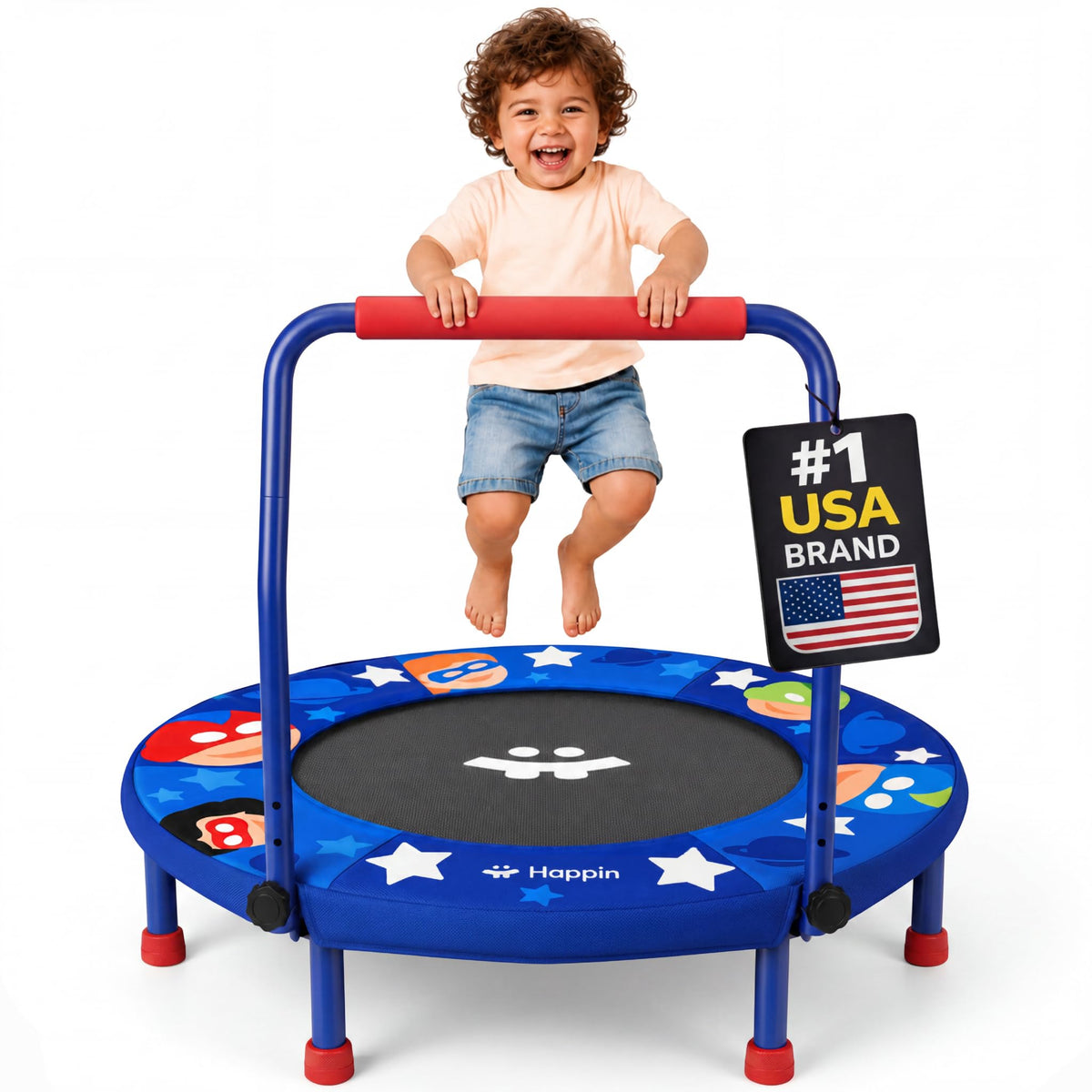 Happin® 36'' Toddler Trampoline Indoor, Foldable Mini Trampoline for Kids Ages 2-6, ASTM Certified
