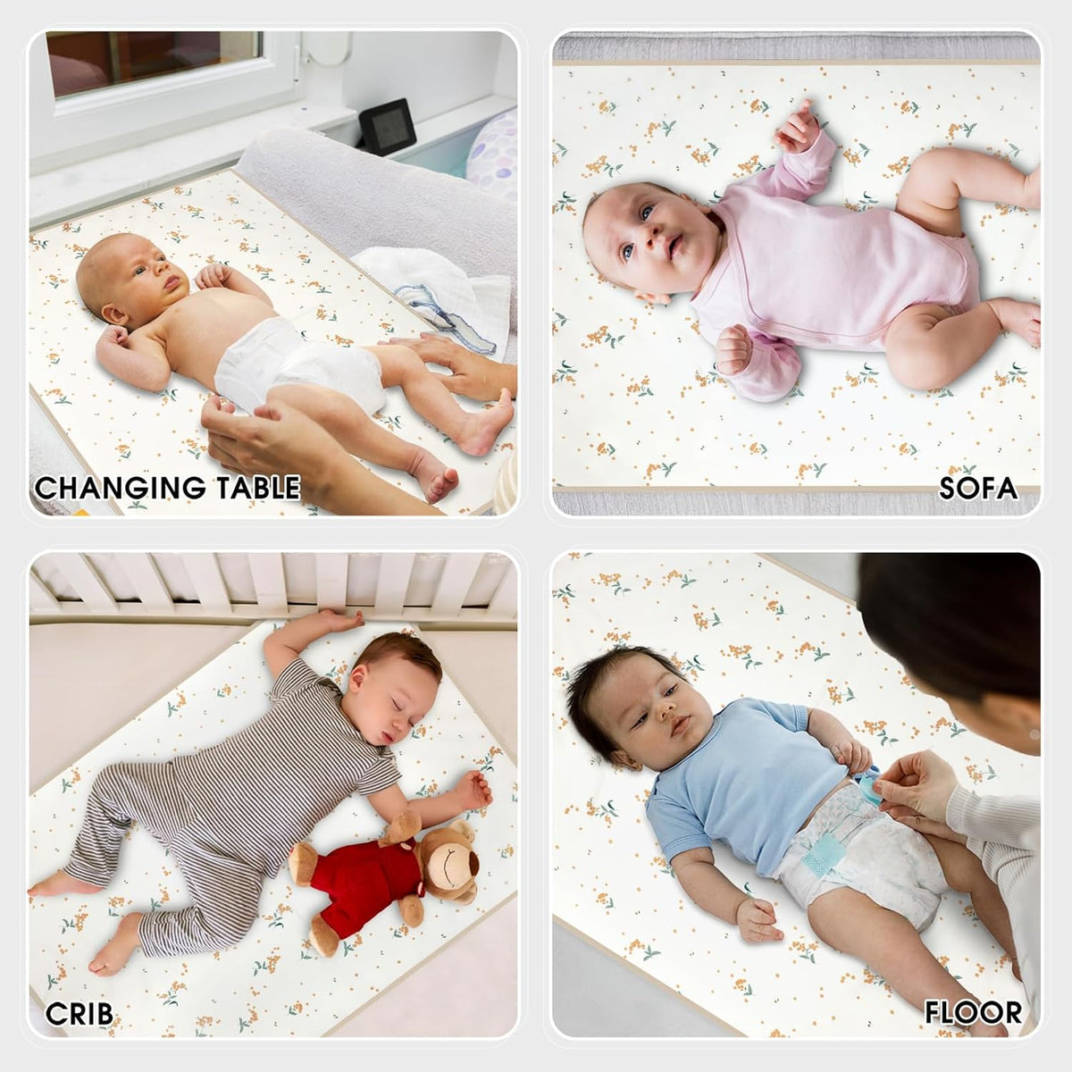 Vegan Leather Baby Changing Mat - Wipeable Portable Changing Pad, Foldable Travel Changing Mat for
