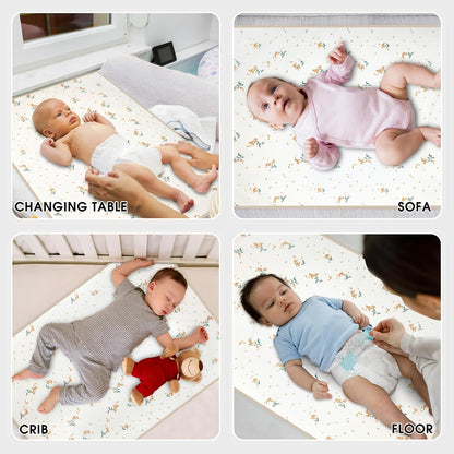 Vegan Leather Baby Changing Mat - Wipeable Portable Changing Pad, Foldable Travel Changing Mat for