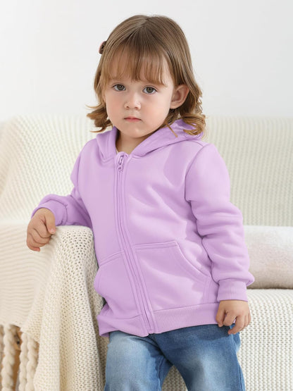 Cooraby 3 Pieces Baby and Toddler Girls Fleece Full-Zip Hoodies Lightweight Jacket with Pockets