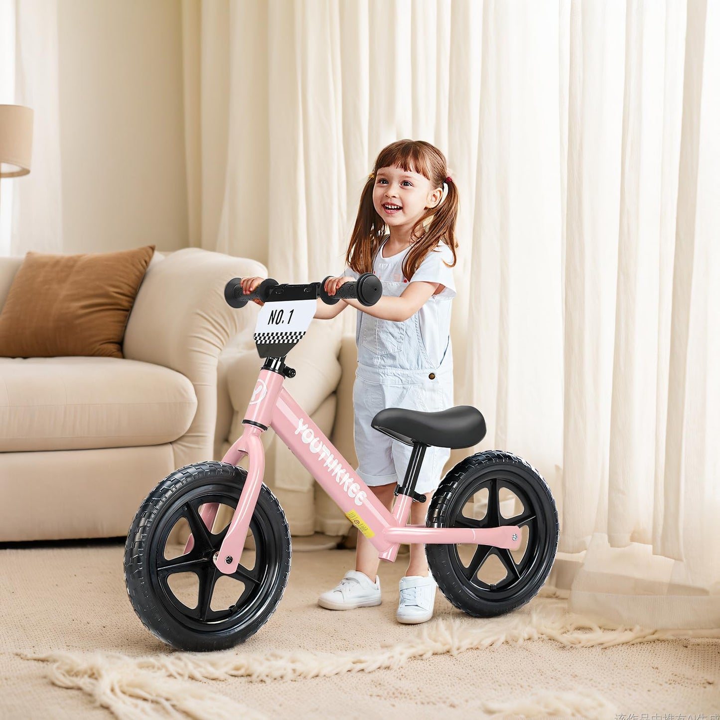 Youthkkee 12 Inch Toddler Balance Bike for 1-3 Year Olds, No-Pedal Bike with Tool-Free Adjustable