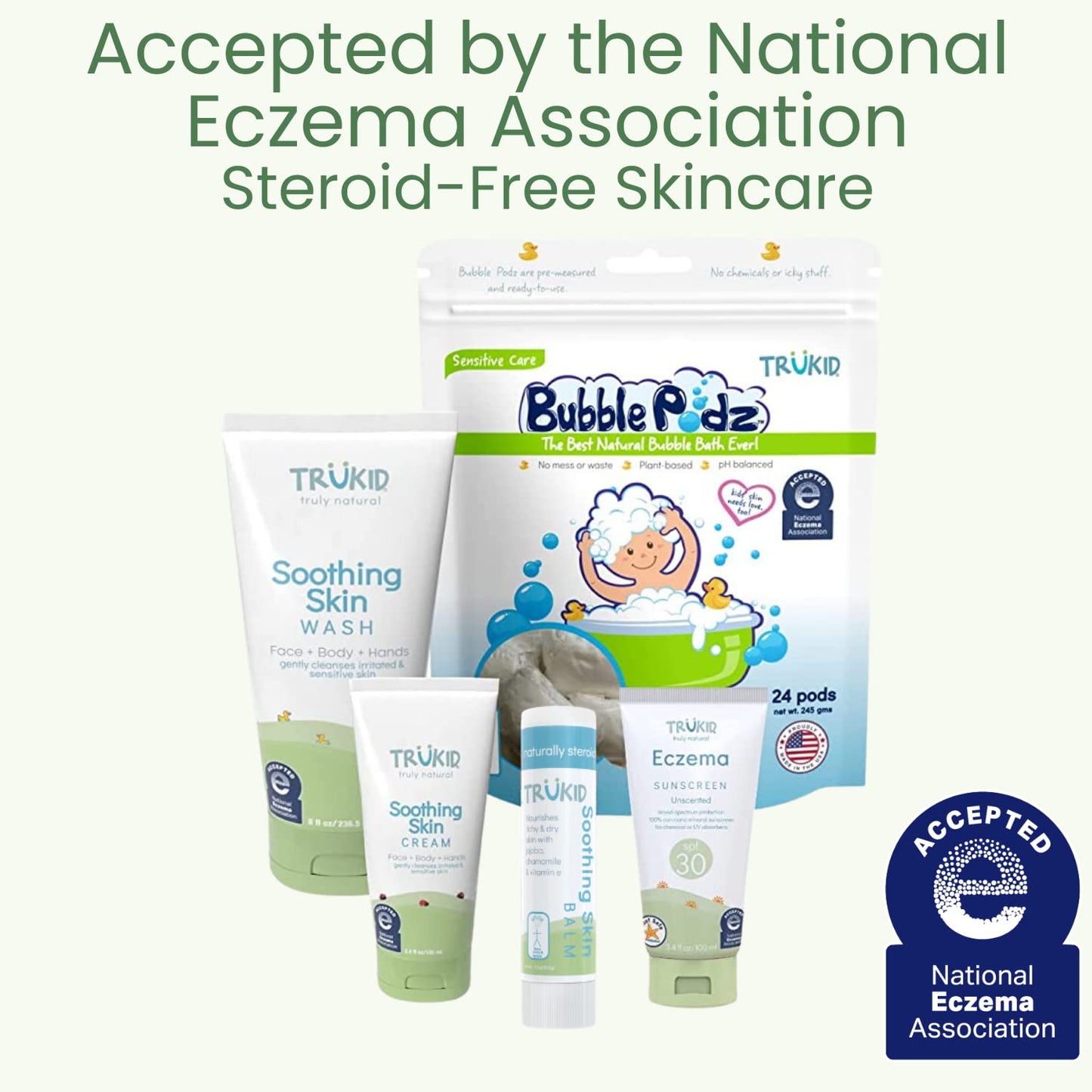 TruKid Kids Body Wash – Natural, Unscented Face, Body & Hand Wash for Sensitive Skin - NEA-Accepted