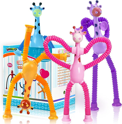 Giraffe Sensory Toys 4Pcs Gift for Toddlers Girls Year Old Ages 3 4 5 6 7 8 9 10, Suction Autism
