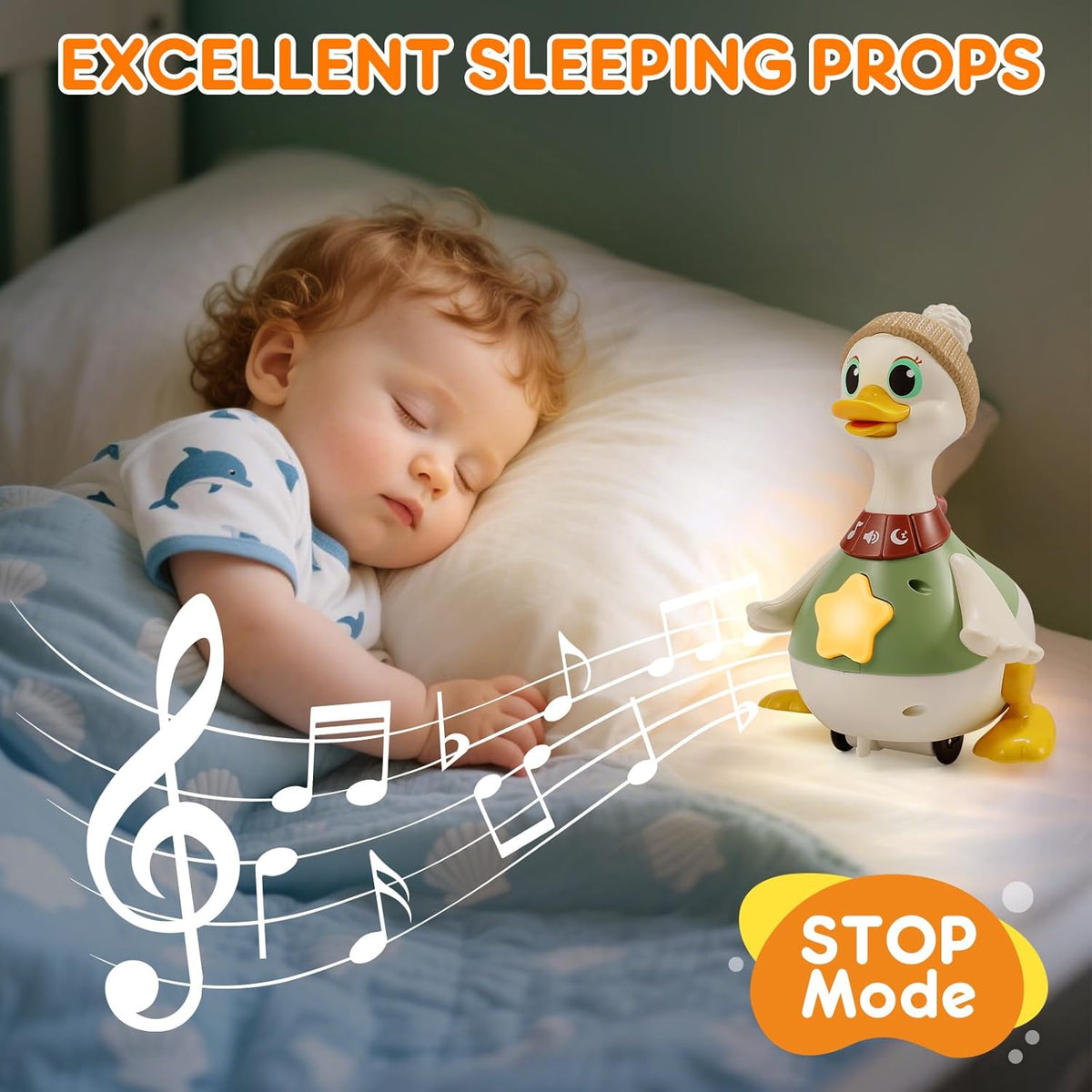 LUDILO Infant Baby Toys 6-12 Months: Musical Crawling Duck Toy Must Have 5 6 7 8 9 10 12 18 Month