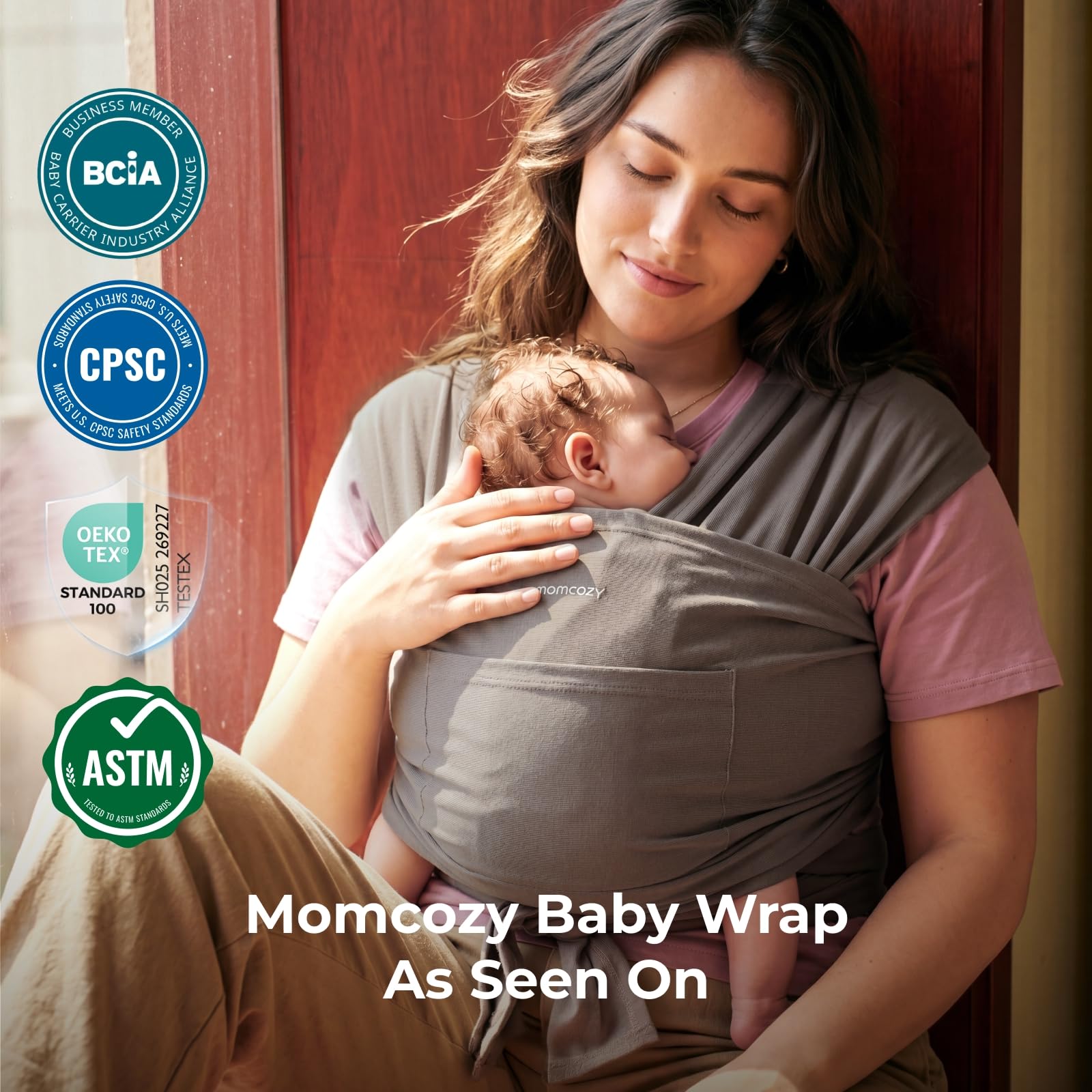 Momcozy Baby Wrap Carrier, Easy-On 2-Piece Design, Newborn to 33 lb