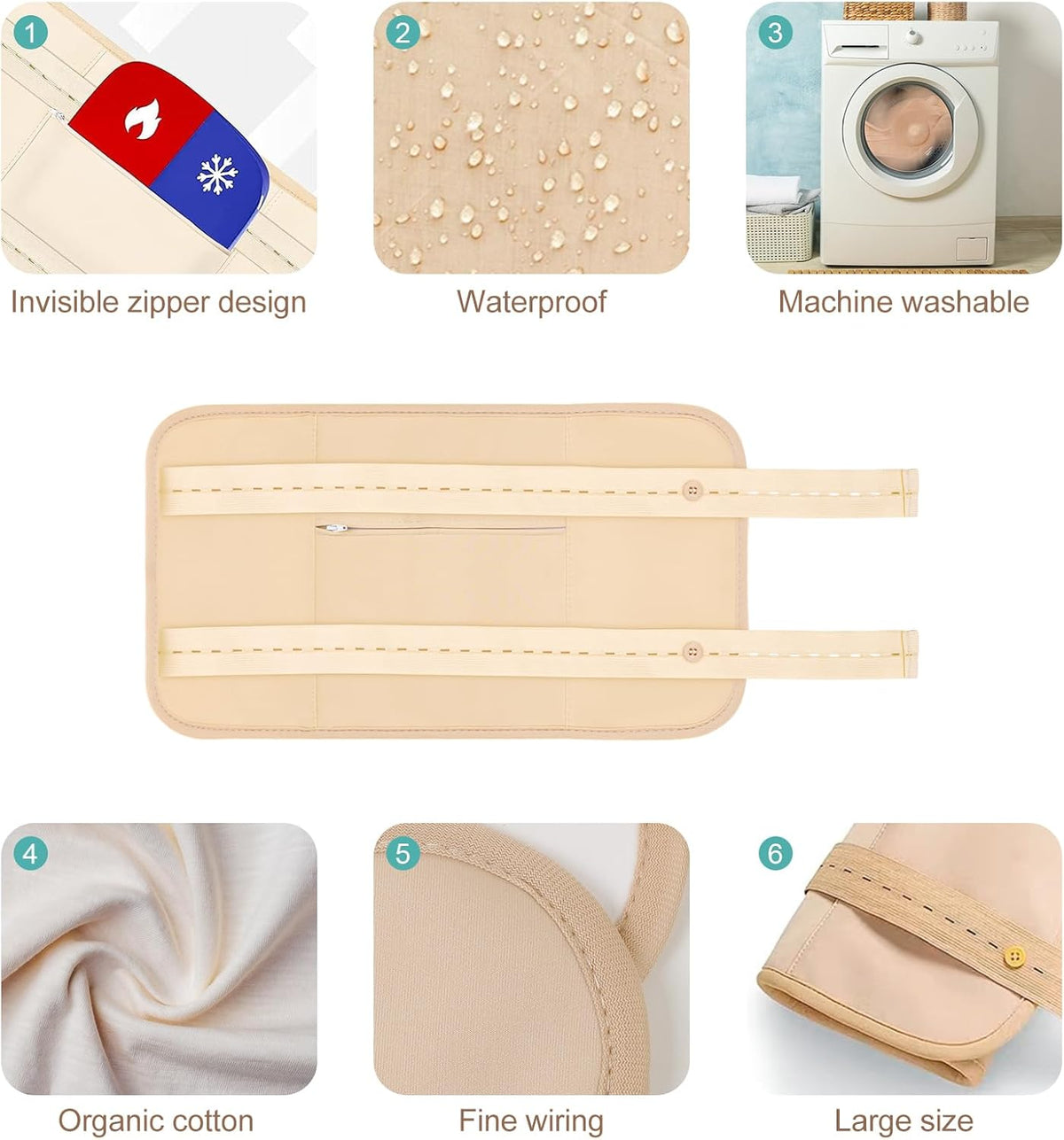 4 Pcs Castor Oil Pack Wrap Organic Cotton for Liver Detox, Stomach, Belly, Neck, Breast & Entire