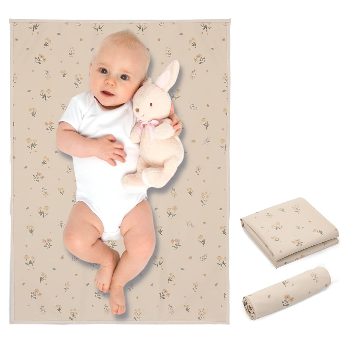 Vegan Leather Baby Changing Mat - Wipeable Portable Changing Pad, Foldable Travel Changing Mat for