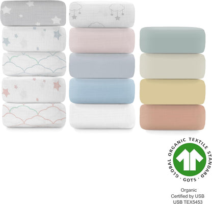 Newton Baby Mini Crib Fitted Sheets (2-Pack) | Organic Muslin Cotton, Ultra Breathable & Soft Baby