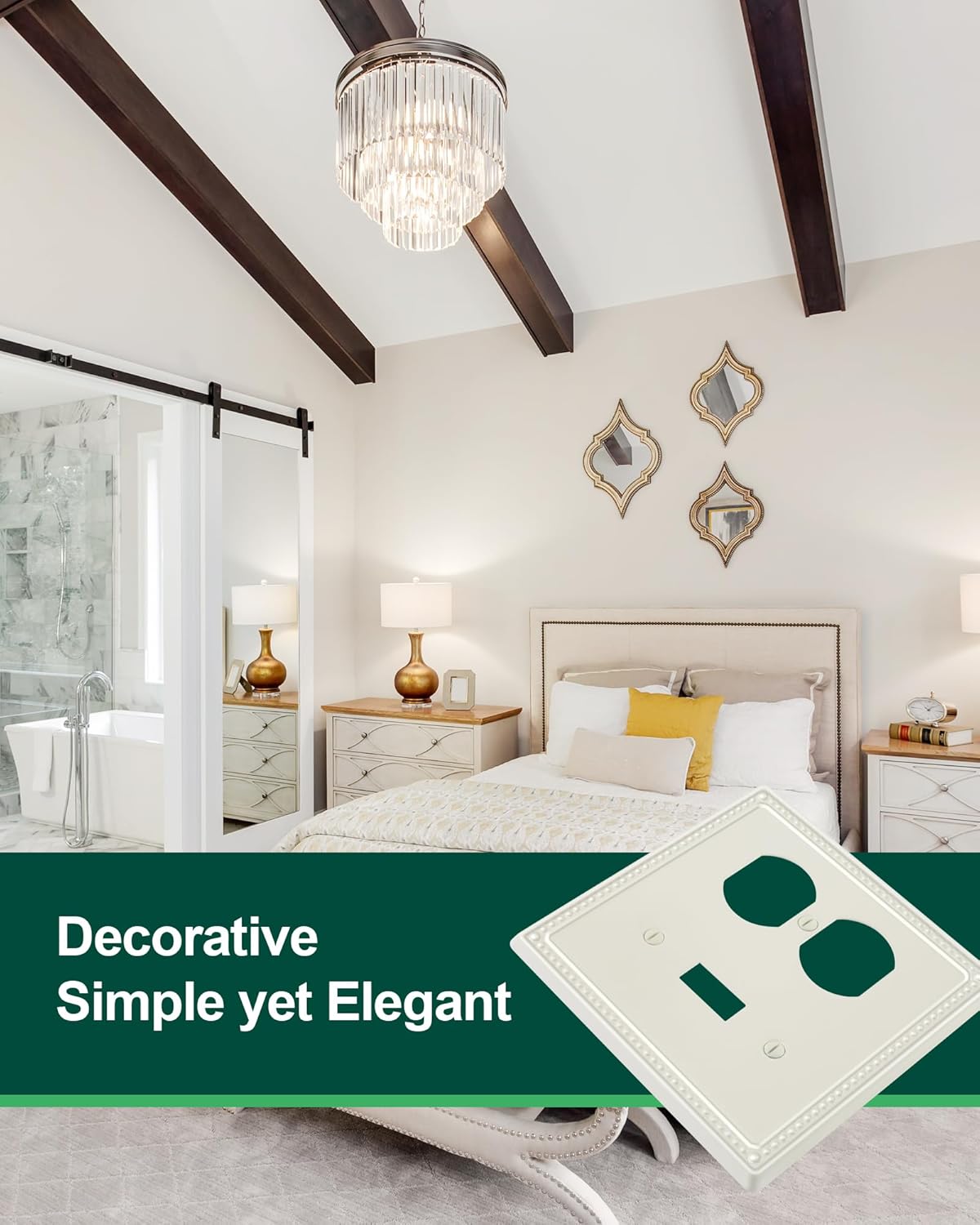 2-Pack Combo Toggle/Duplex Light Switch Cover Plate, Light Almond Metal Wall Outlet Cover Plate
