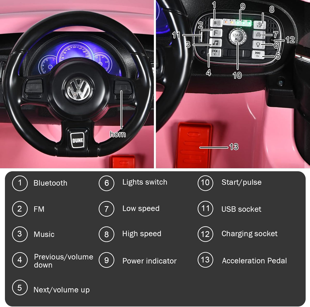 Costzon Ride on Car, 12V Licensed Volkswagen Beetle Battery Powered Vehicle w/Remote Control