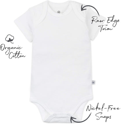 HonestBaby unisex-baby 10-pack Short Sleeve Bodysuits One-piece 100% Organic Cotton for Infant Baby