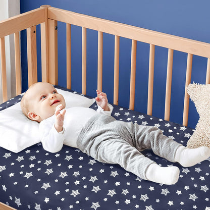 Crib Sheets 4 Pack, Fitted Crib Sheets for Standard Size Crib and Toddler Mattresses, Soft and