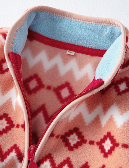Kids Printed Polar Fleece Jacket Toddler Baby Boys Girls Autumn Winter Warm Sherpa Lining Outerwear