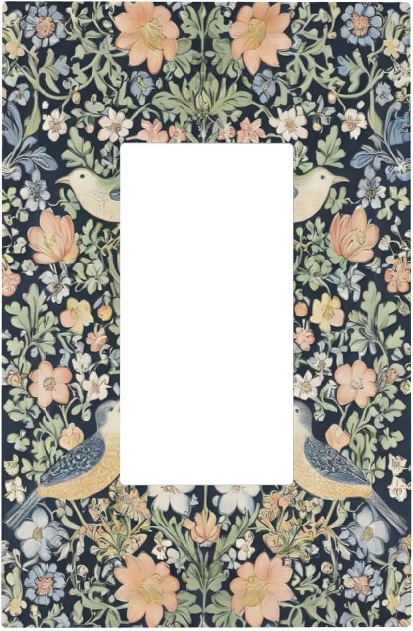 Decorative Outlet Covers Rustic Morris Birds Green Leaf Flower 1 Gang Single Decora GFCI Device