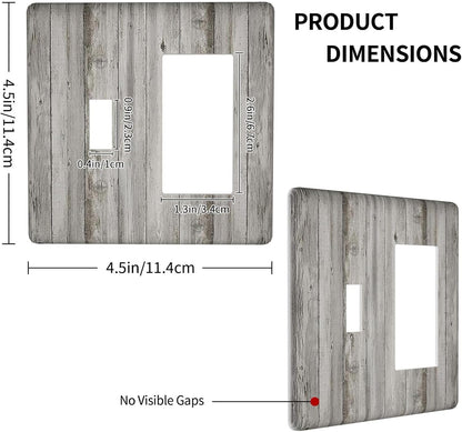 Outlet Covers Farmhouse Rustic Grey Barn Door Wood 1 Toggle 1 Rocker Combination Decorative Wall