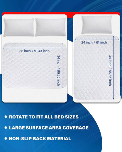 Washable Waterproof Incontinence Bed Pads - 24 x 34 Inch Reusable Underpad Sheet for Chair, Sofa