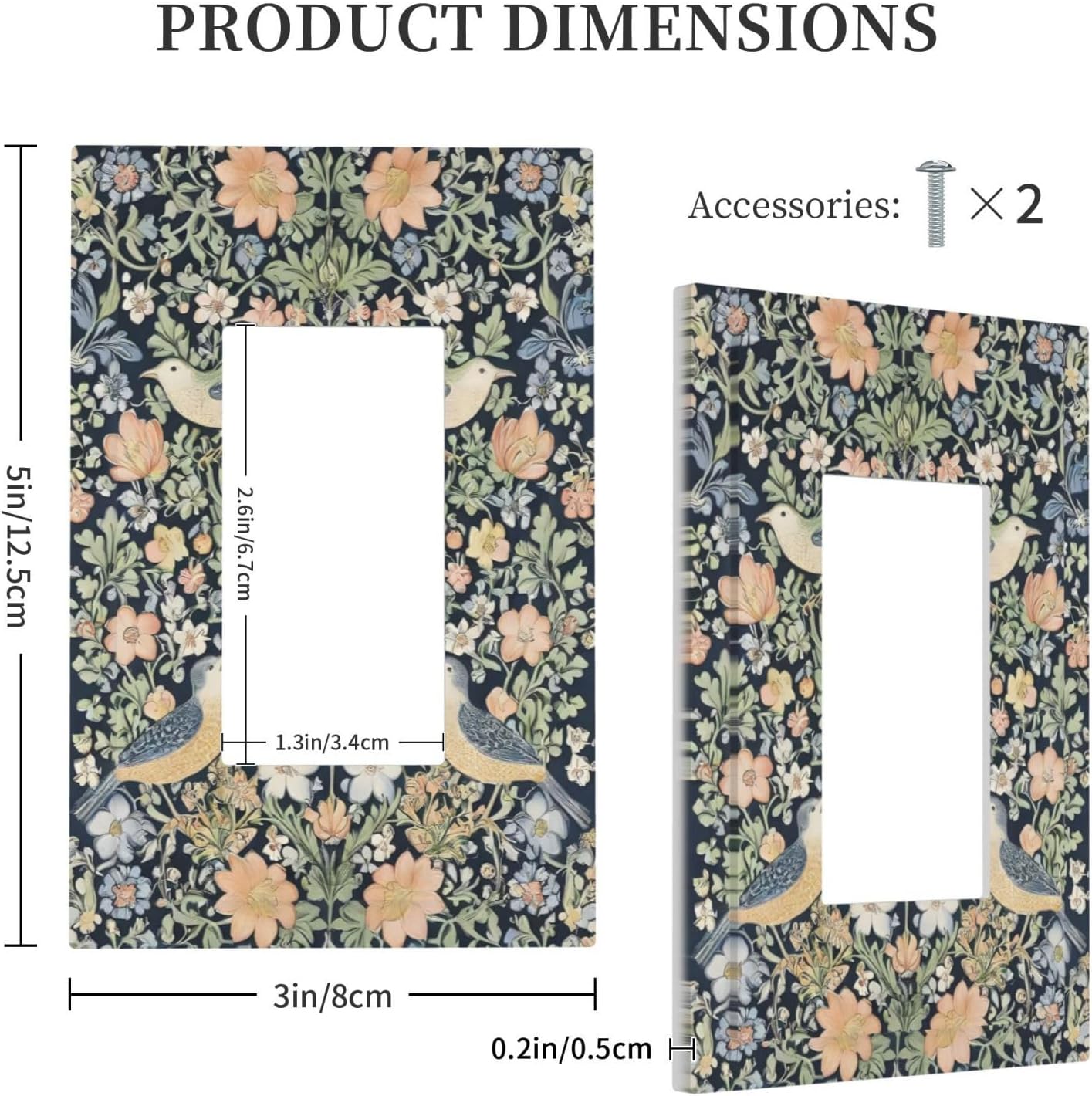 Decorative Outlet Covers Rustic Morris Birds Green Leaf Flower 1 Gang Single Decora GFCI Device