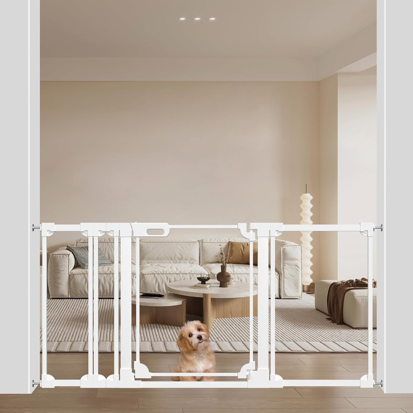 WAOWAO Clear Acrylic Baby Gate for Stairs Modern Design Acrylic Auto Close Pet Gate, 57.87-66.14"
