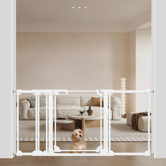 WAOWAO Clear Acrylic Baby Gate for Stairs Modern Design Acrylic Auto Close Pet Gate, 57.87-66.14"