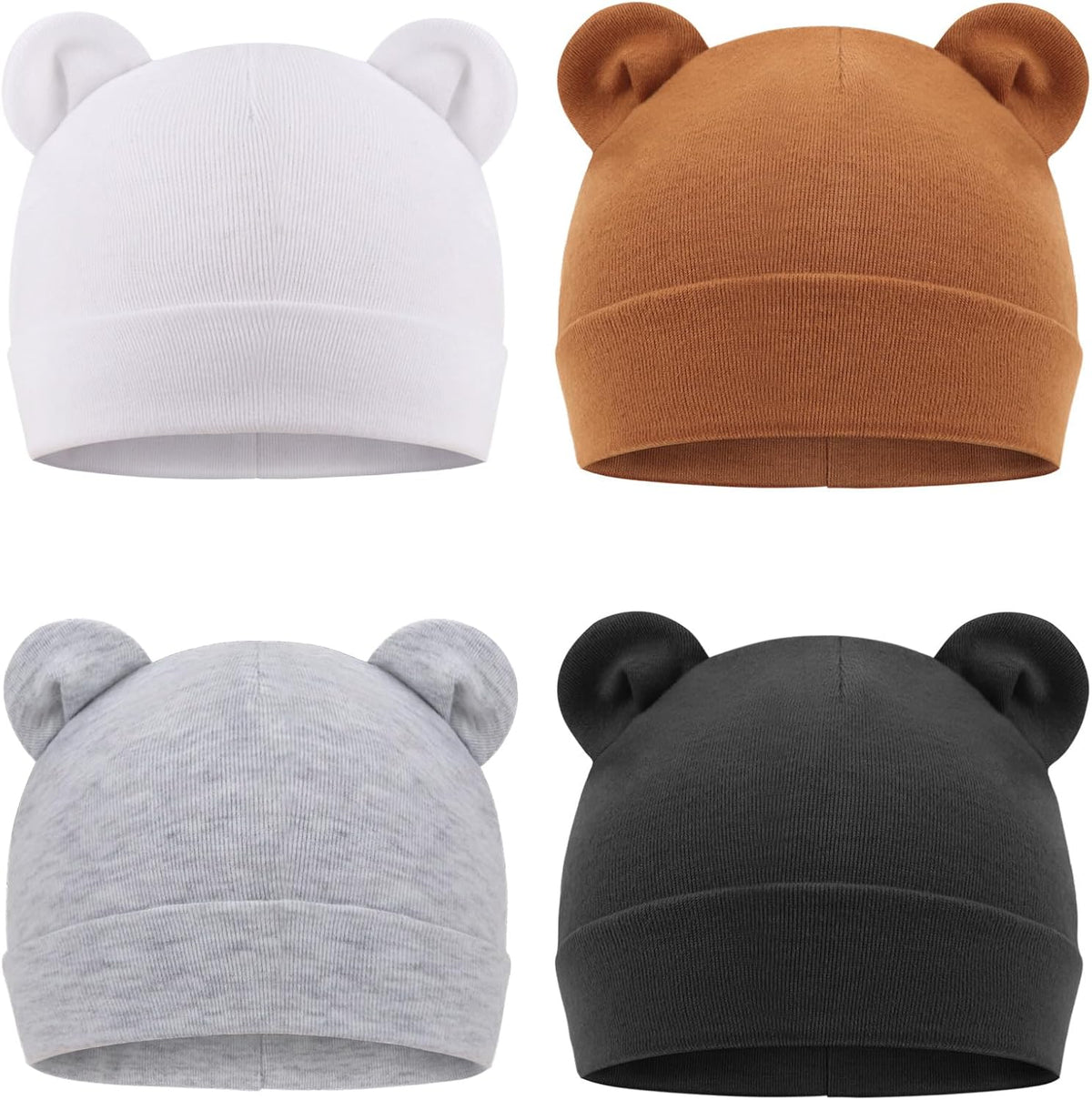 DRESHOW BQUBO 4 Pieces Baby Beanie Newborn Toddler Soft Cute Knit Hat Hospital Hats for Baby Boys