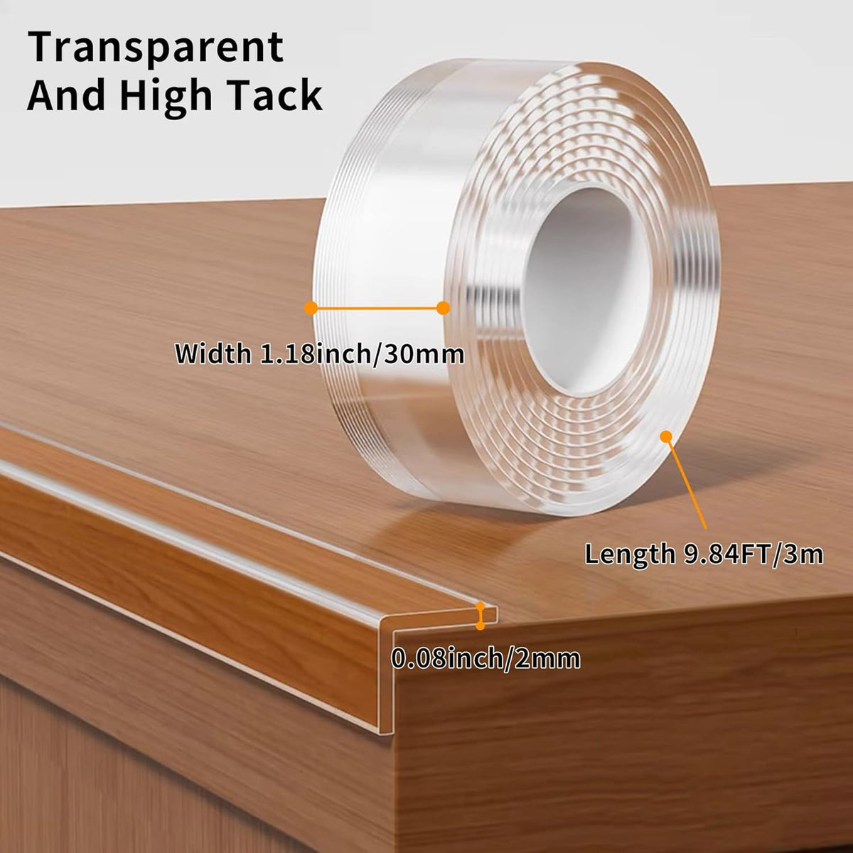 1.18 in x 9.84 FT,Clear Edge Protector Strip Sharp Edge Wrap Cover Tape, Self Adhesive Protective