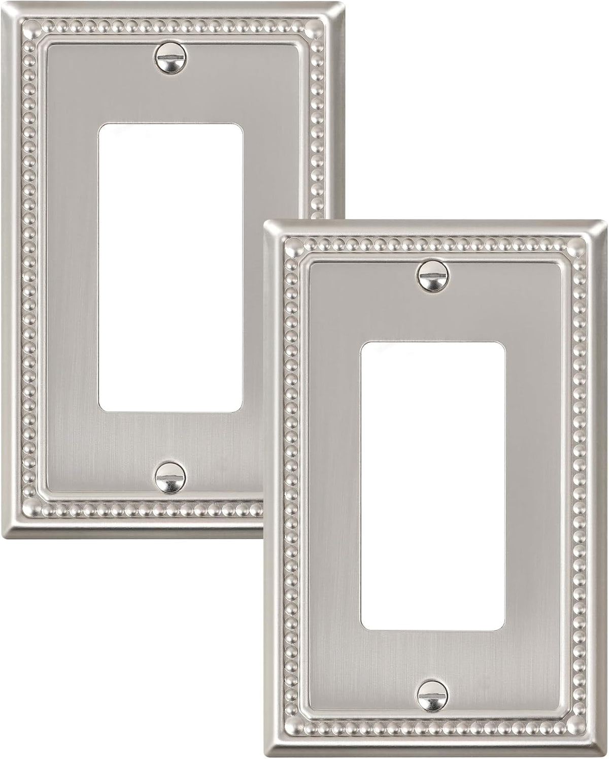 2-Pack Decorator Outlet Cover Plate, Decorative Switch Plates and Outlet Covers, Brushed Nickel