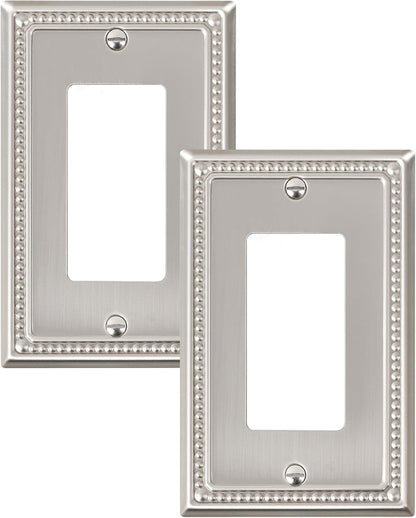 2-Pack Decorator Outlet Cover Plate, Decorative Switch Plates and Outlet Covers, Brushed Nickel