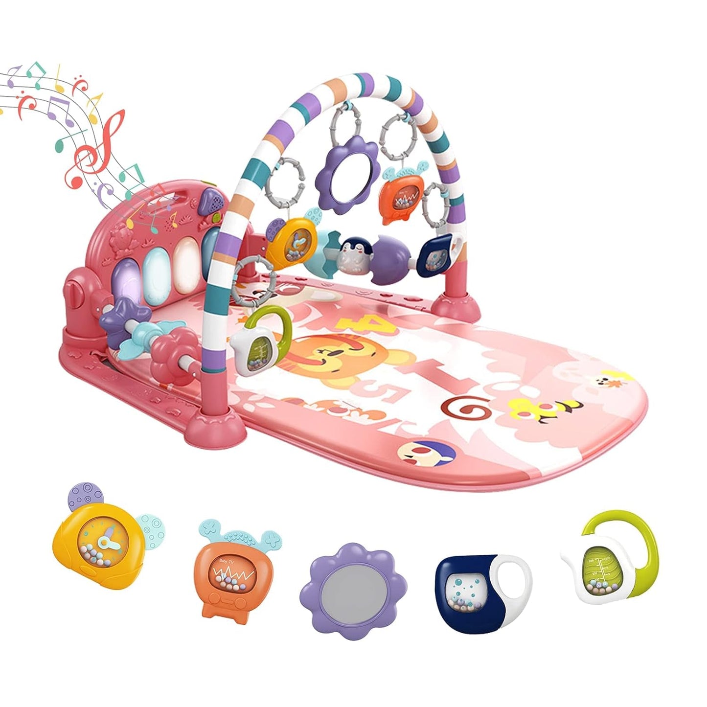 dearlomum Baby Play Mat Baby Gym,Funny Play Piano Tummy Time Baby Activity Mat with 5 Infant