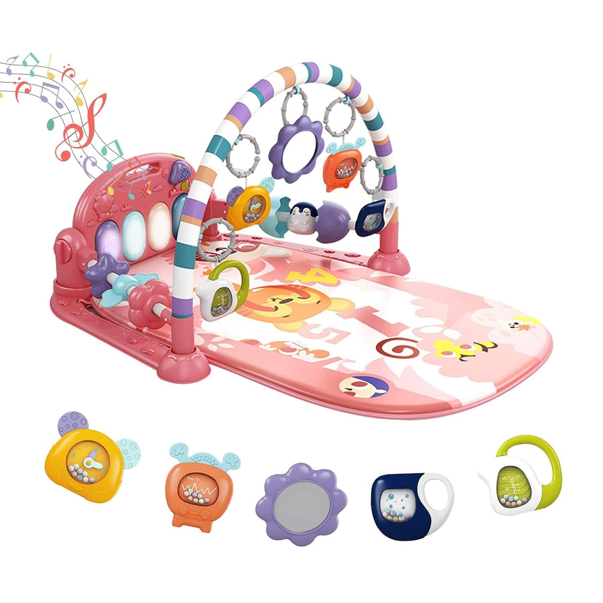 dearlomum Baby Play Mat Baby Gym,Funny Play Piano Tummy Time Baby Activity Mat with 5 Infant