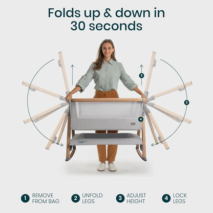 CoZee® Air Baby Bassinet & Bedside Sleeper - Rocking Bassinet for Baby, Fast-Folding with Travel