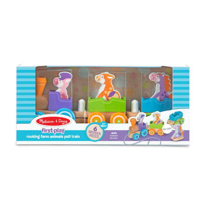 Melissa & Doug First Play Wooden Rocking Farm Animals Pull Train