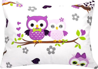 13x18 Toddler Pillowcase Owl - Cotton Toddler Pillowcase for Children, Woodland Animal Travel