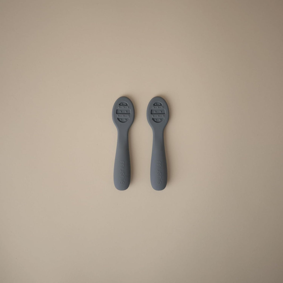 mushie Silicone First Feeding Baby Spoons | 2 Pack (Tradewinds/Shifting Sand)