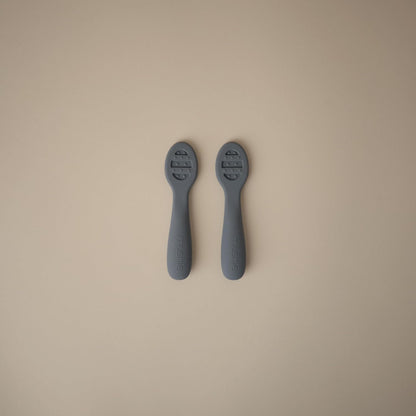 mushie Silicone First Feeding Baby Spoons | 2 Pack (Tradewinds/Shifting Sand)