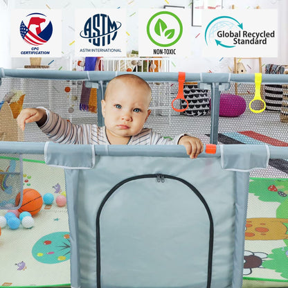 Upgrated Baby Playpen with Mat, Playpen for Babies and Toddlers, Large Playpen with Mat, Sport