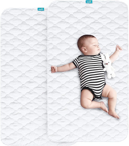 Waterproof Crib Mattress Protector Pad Cover 2 Pack 28" x 52", Anti Slip & Absorbent Waterproof Bed
