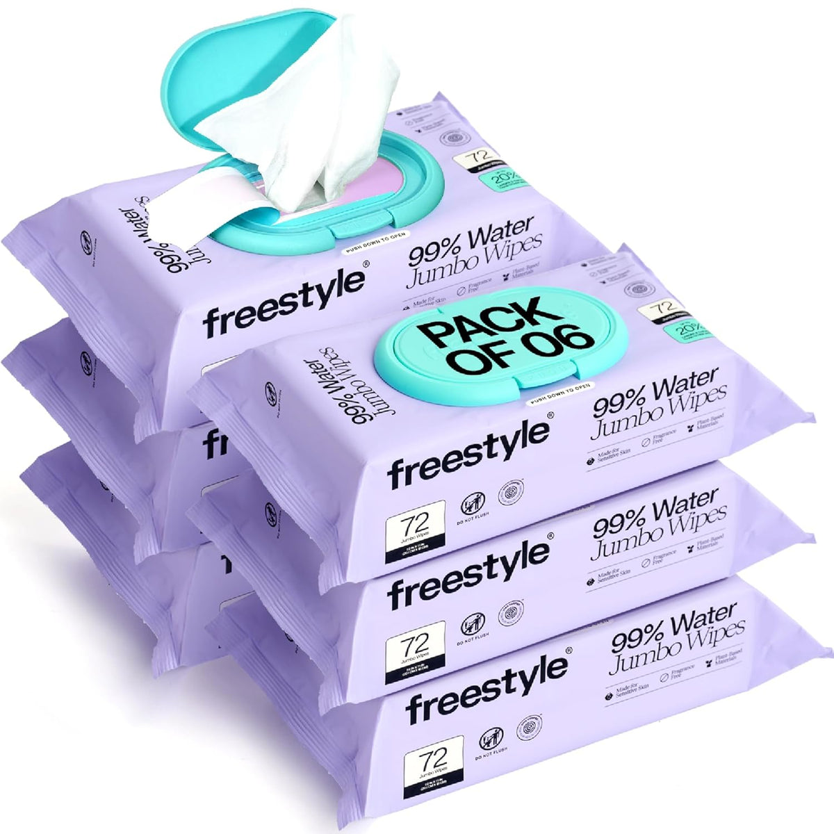 Freestyle Soft Jumbo Baby Wipes, Hypoallergenic and Unscented, Water-Based Wet Wipes for Babies