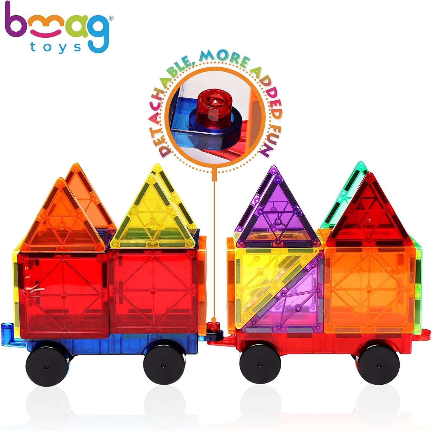 Bmag 2PCS Magnetic Car Set,Construction Vehicle Building Tiles,Magnet Toys Compatible with Magnetic