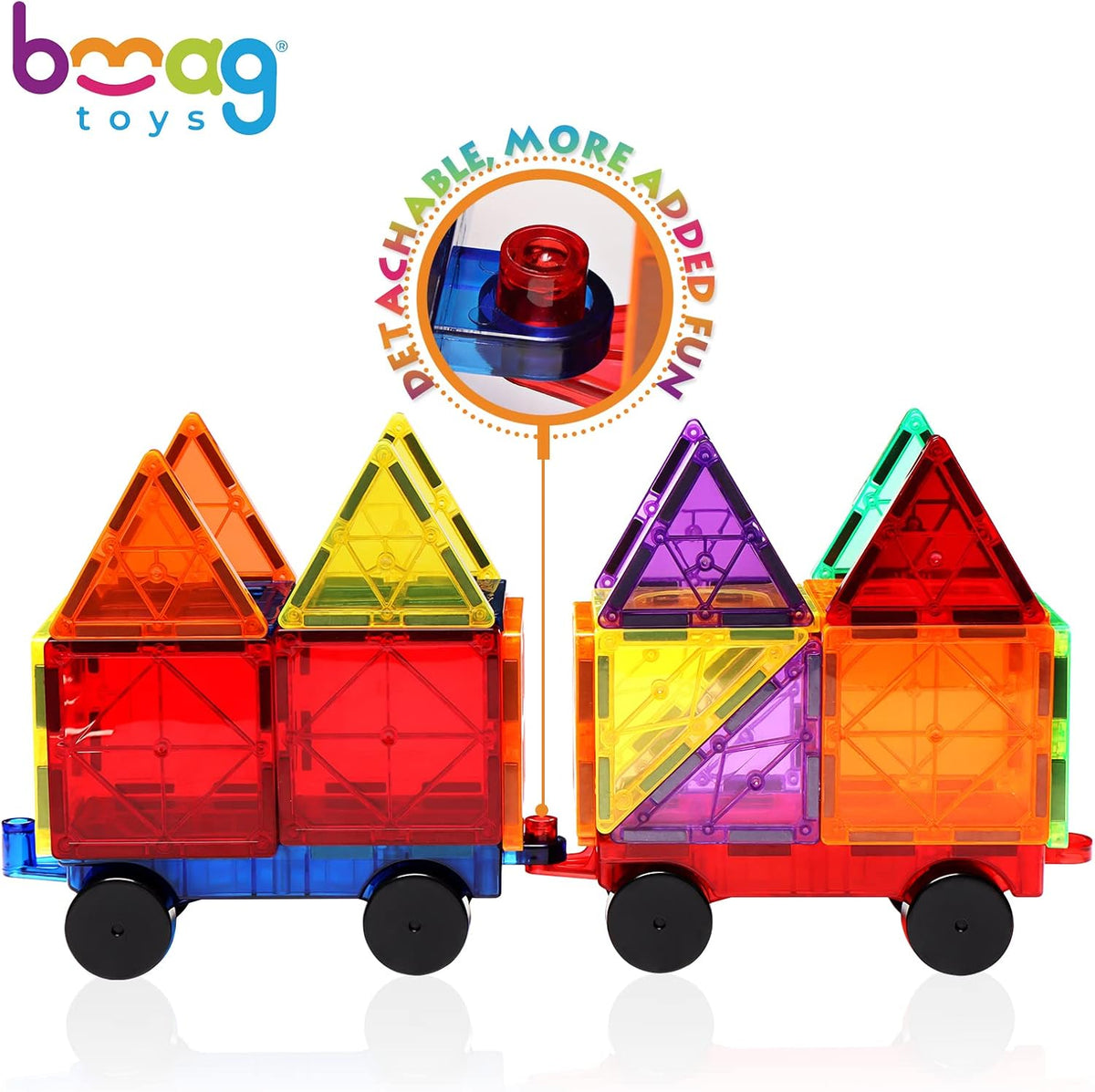 Bmag 2PCS Magnetic Car Set,Construction Vehicle Building Tiles,Magnet Toys Compatible with Magnetic